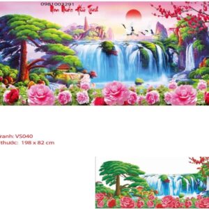 Tranh đính đá Non Nước Hữu Tình VS040 kích thước 198cm x 82cm