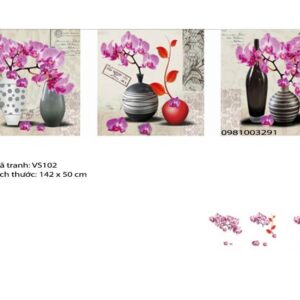 Tranh đính đá Bình Hoa Lan VS102 kích thước 142cm x 50cm