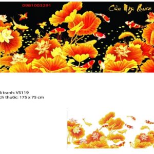 Tranh đính đá Cửu Ngư Quần Hội VS119 kích thước 175 x 75cm