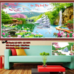 Tranh đính đá Lưu Thủy Sinh Tài LG-1073 kích thước 130cm x 70cm