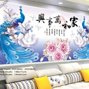 Tranh thêu chữ thập Phu Thê Viên Mãn ZGF0843 Kích thước 148x71cm