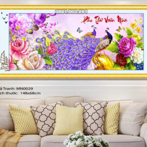 Tranh thêu chữ thập Phu Thê Viên Mãn MN0029 Kích thước 148x68cm