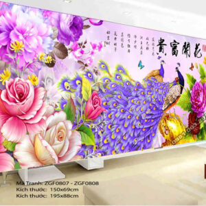 Tranh thêu chữ thập Phu Thê Viên Mãn ZGF0808 Kích thước 195cmx88cm