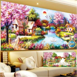 Tranh đính đá cao cấp Mùa xuân ấm áp Y8011 Kích thước 220cm x 110cm