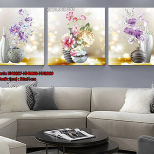 Tranh thêu chữ thập Bình Hoa 3 Bức HH0857 - HH0858 - HH0859 Kích thước 56cm x 61cm/ 1 bức