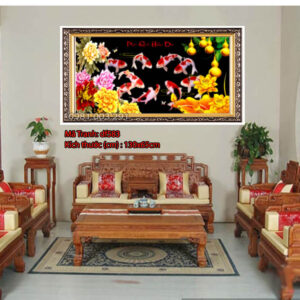 Tranh đính đá Cửu Ngư Quần Hội DF583 kích thước 130 x 65cm