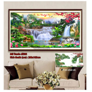 Tranh đính đá Lưu Thủy Sinh Tài DF595 kích thước 200cm x 105cm