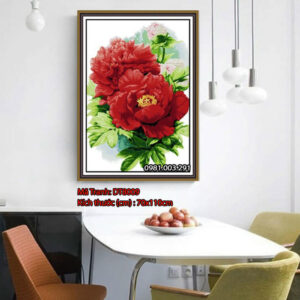 Tranh thêu chữ thập Hoa Mẫu Đơn DT8009 Kích thước 70cm x 110cm