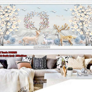 Tranh thêu chữ thập Hươu Tài Lộc HH0892 Kích thước 148cm x 73cm