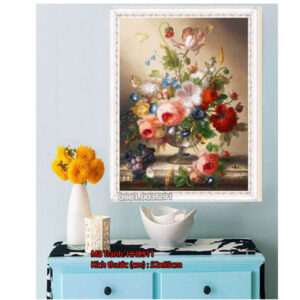 Tranh thêu chữ thập Bình Hoa Nghệ Thuật HH0911 Kích thước 52cm x 63cm