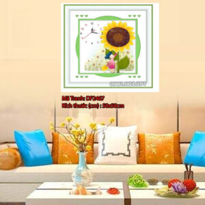 Tranh đính đá đồng hồ Hoa Hướng Dương DF2467 kích thước 50cm x 50cm