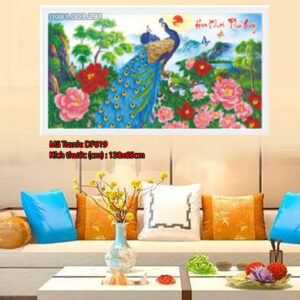 Tranh đính đá Hoa Khai Phú Quý DF619 kích thước 130cm x 65cm