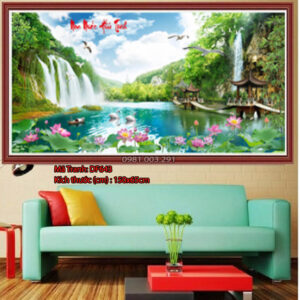 Tranh đính đá Lưu Thủy Sinh Tài DF643 kích thước 150cm x 65cm