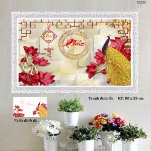 Tranh đính đá Chữ Phúc VS230 kích thước 80cm x 53cm