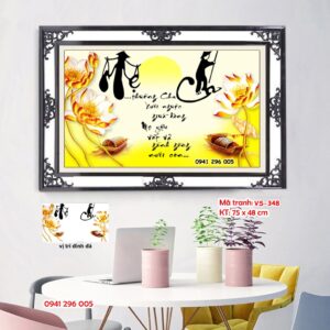 Tranh đính đá cao cấp Cha Mẹ VS348 Kích thước 75cm x 48cm