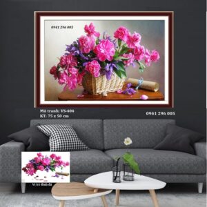 Tranh đính đá Bình Hoa Nghệ Thuật VS404 kích thước 75cm x 50cm