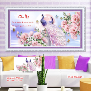 Tranh đính đá cao cấp Cha Mẹ VS266 Kích thước 100cm x 55cm