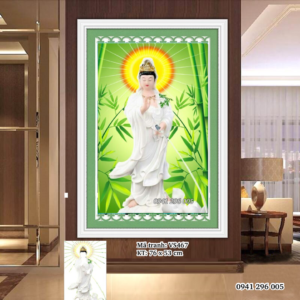 Tranh đính đá Phật Quan Âm Bồ Tát VS467 kích thước 76x53cm