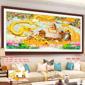 Tranh đính đá Phật Di Lặc VS477 kích thước 120cm x 65cm