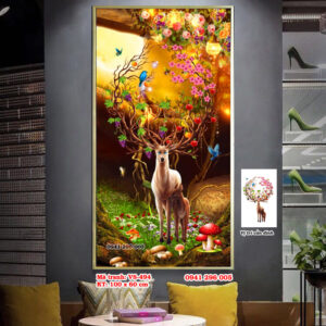 Tranh đính đá Hươu Tài Lộc VS494 kích thước 100x60cm