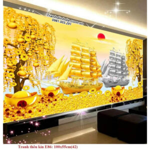 Tranh thêu chữ thập Thuận Buồm Xuôi Gió E86 Kích thước 100x55cm