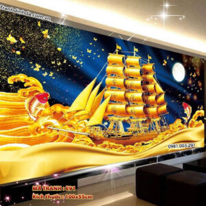 Tranh thêu chữ thập Thuận Buồm Xuôi Gió E91 Kích thước 100x55cm