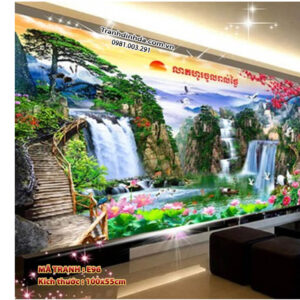 Tranh thêu chữ thập Sơn thủy hữu tình E96 Kích thước 100x55cm