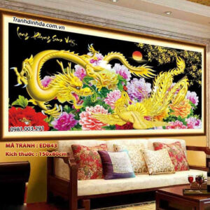 Tranh thêu chữ thập Long Phụng Sum Vầy EDB43 Kích thước 150x80cm