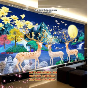 Tranh thêu chữ thập Hươu Tài Lộc EDB53 Kích thước 150cm x 70cm
