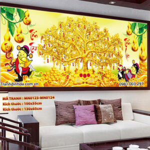 Tranh thêu chữ thập Cây Tiền Vàng MN0124 kích thước 130cm x 65cm