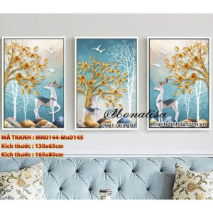 Tranh thêu chữ thập Hươu Tài Lộc MN0145 Kích thước 165cm x 80cm