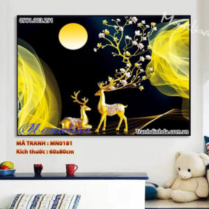 Tranh thêu chữ thập Hươu Tài Lộc MN0181 Kích thước 60cm x 80cm