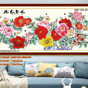 Tranh thêu chữ thập Hoa Mẫu Đơn MN0183 Kích thước 150cm x 70cm