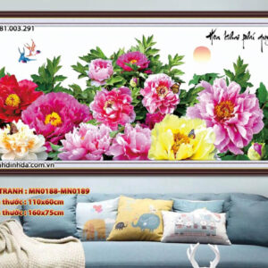 Tranh thêu chữ thập Hoa Mẫu Đơn MN0188 Kích thước 110cm x 60cm