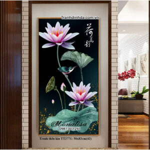 Tranh thêu chữ thập Hoa Sen TT2771 Kích thước 50cm x 82cm