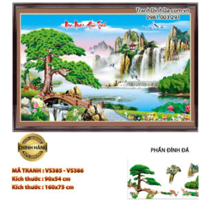 Tranh đính đá Non Nước Hữu Tình VS386 kích thước 160cm x 75cm
