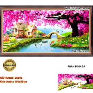 Tranh đính đá Khu Vườn tình yêu VS395 kích thước 100cm*53cm