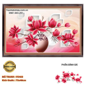 Tranh đính đá Bình Hoa Nghệ Thuật VS403 kích thước 75cm x 48cm