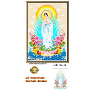 Tranh đính đá Phật Quan Âm Bồ Tát VS468 kích thước 80x56cm