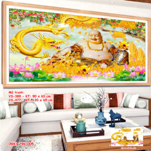 Tranh đính đá Phật Di Lặc VS389 kích thước 90cm x 60cm