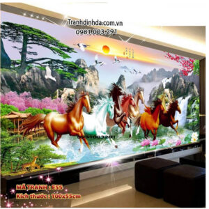 Tranh thêu chữ thập Mã Đáo Thành Công E55 Kích thước 100cmx55cm