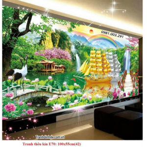 Tranh thêu chữ thập Thuận Buồm Xuôi Gió E70 Kích thước 100x55cm