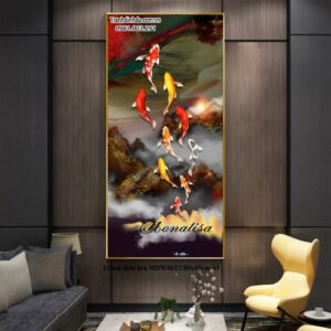 Tranh thêu Cá Chép Hóa Rồng MDW0613 Kích thước 80cm x 45cm