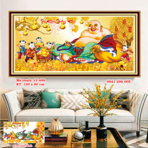 Tranh đính đá Phật Di Lặc LV466 kích thước 120cm x 60cm