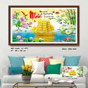 Tranh đính đá Chữ Nhẫn LV472 kích thước 90cm x 50cm