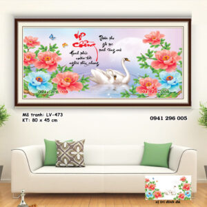 Tranh đính đá Vợ Chồng LV473 Kích thước 80cm x 45cm