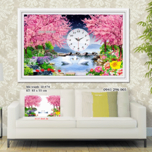 Tranh đính đá Phu Thê Viên Mãn LV474 kích thước 83cm x 55cm
