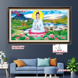 Tranh đính đá Phật Quan Âm Bồ Tát LV500 kích thước 118x63cm
