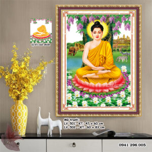 Tranh đính đá Phật A Di Đà LV501 kích thước 47cm x 60cm