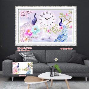 Tranh đính đá chim công LV533 Kích thước 75cm x 50cm